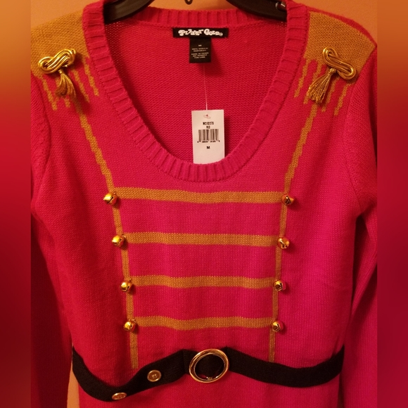 Planet Gold Christmas Toy Soldier Sweater Dress Size Medium - Picture 2 of 3